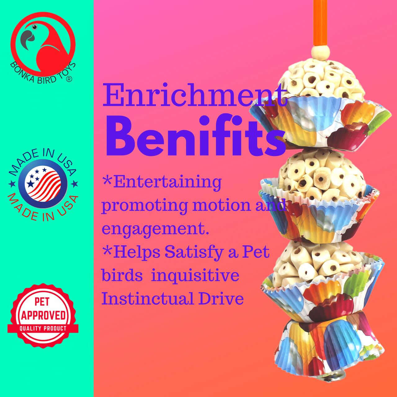 1931 Three Cake Bird Toy - Bonka Bird Toys