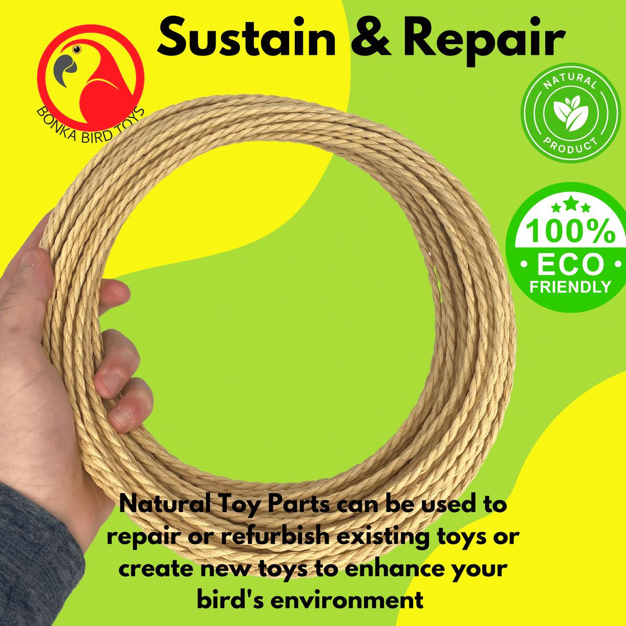 2265 100ft Natural Paper Cord Twist - Bonka Bird Toys