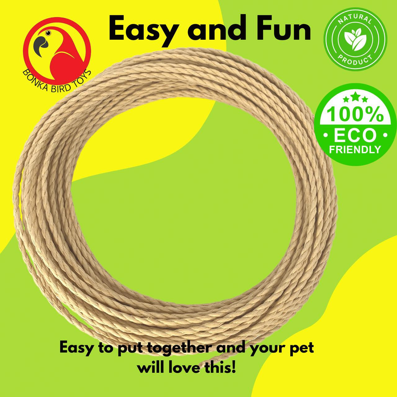 2265 100ft Natural Paper Cord Twist - Bonka Bird Toys