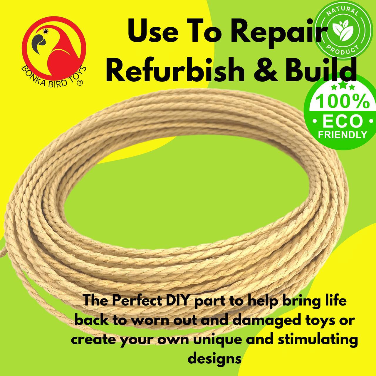 2265 100ft Natural Paper Cord Twist - Bonka Bird Toys