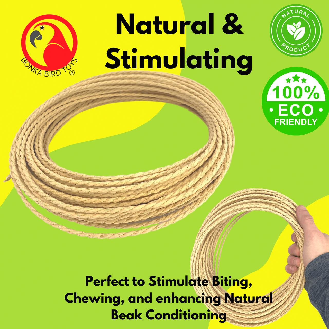 2265 100ft Natural Paper Cord Twist - Bonka Bird Toys