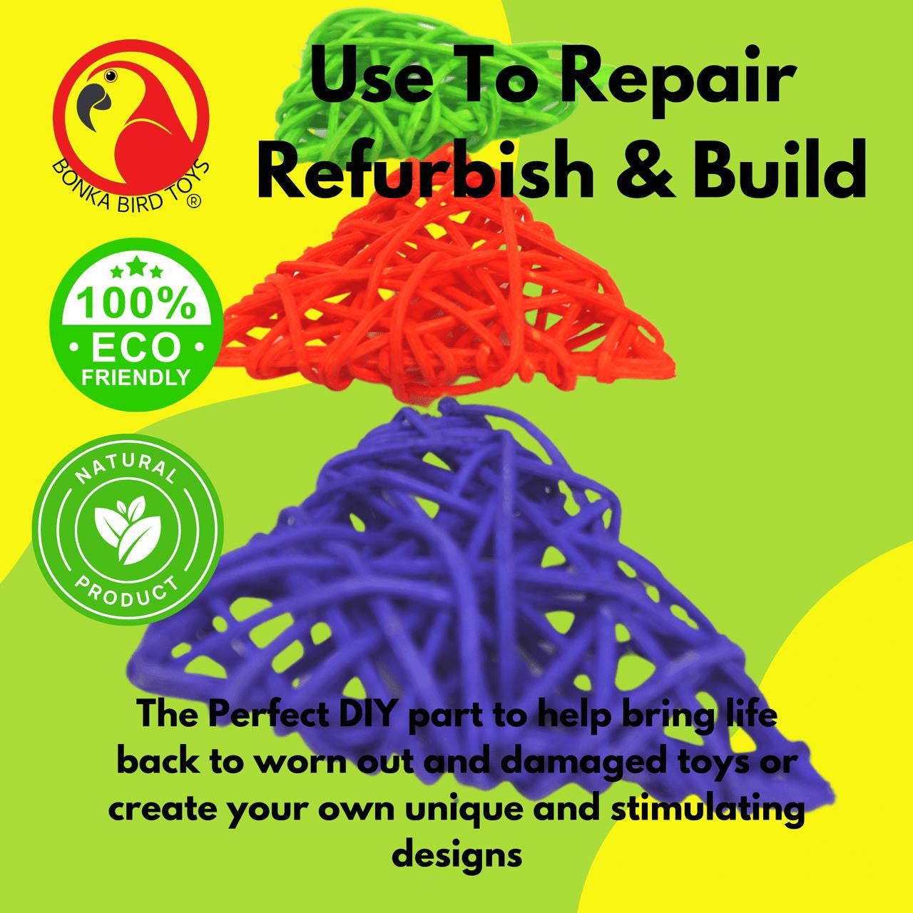 2269 Pk3 Colored Vine Triangles - Bonka Bird Toys