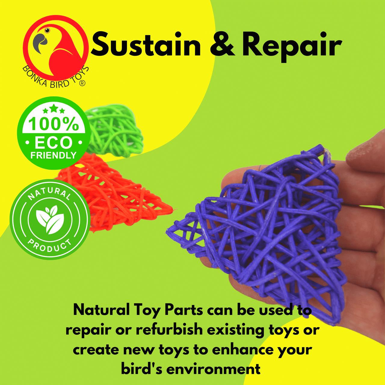 2269 Pk3 Colored Vine Triangles - Bonka Bird Toys