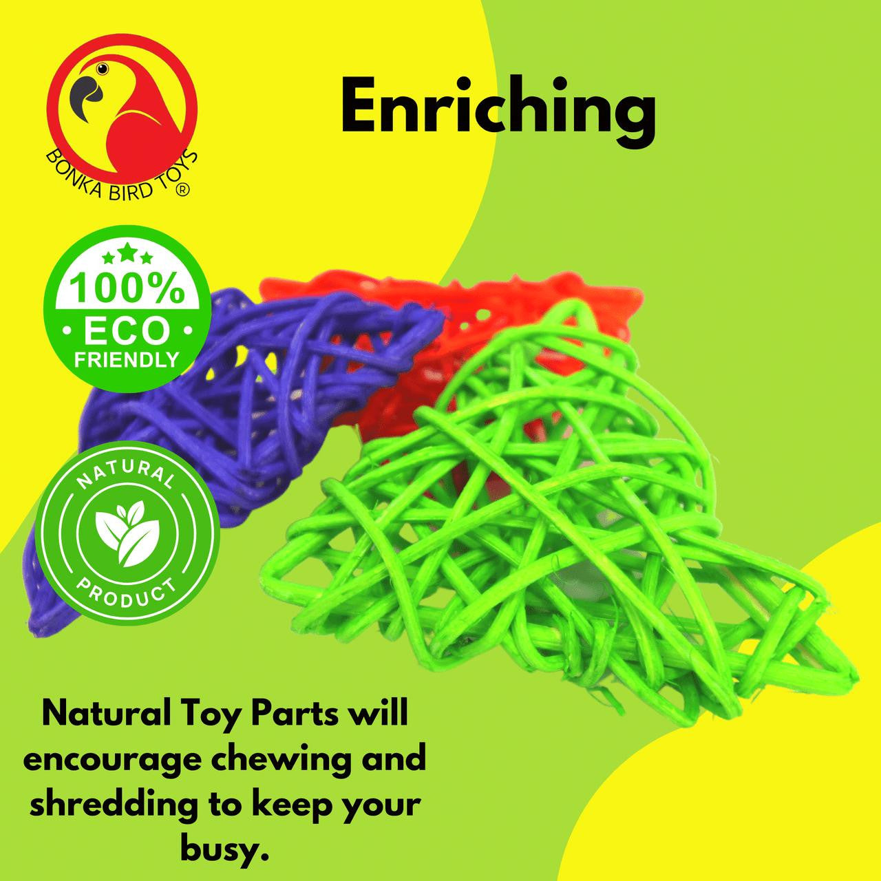 2269 Pk3 Colored Vine Triangles - Bonka Bird Toys