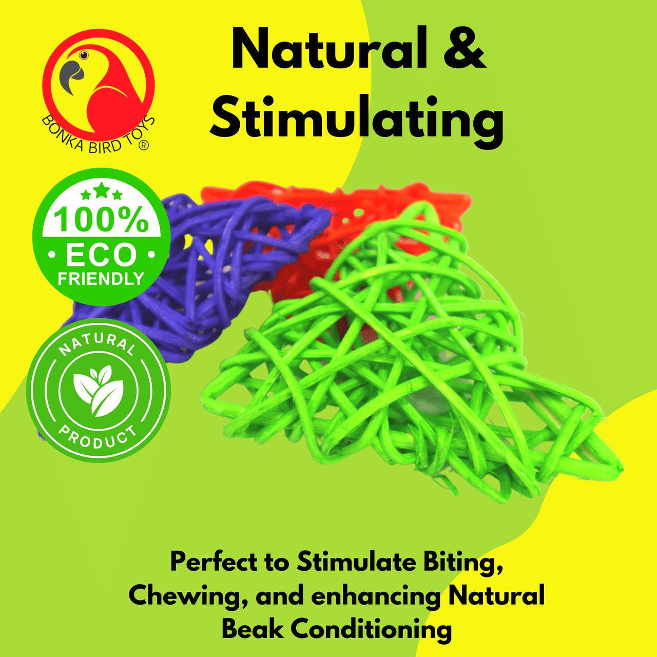 2269 Pk3 Colored Vine Triangles - Bonka Bird Toys