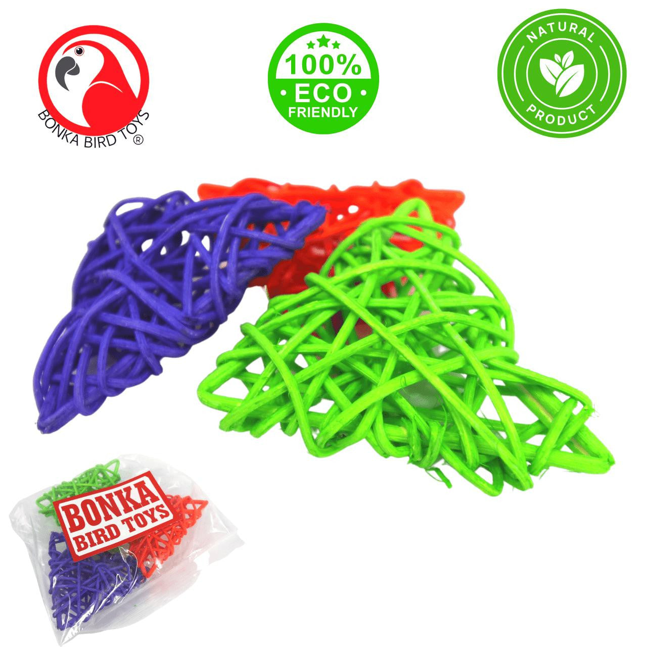 2269 Pk3 Colored Vine Triangles - Bonka Bird Toys