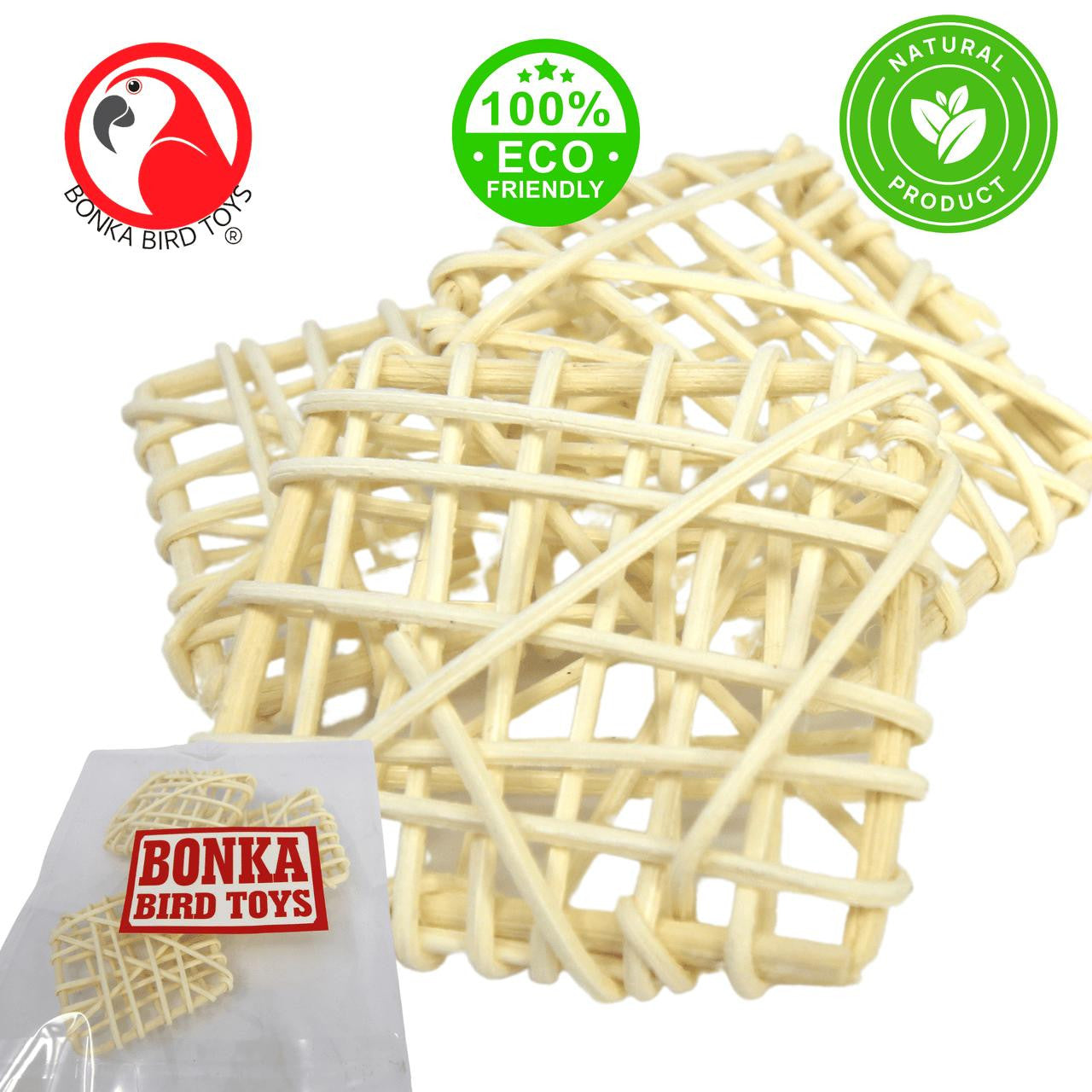 2271 Pk3 Natural Vine Squares - Bonka Bird Toys