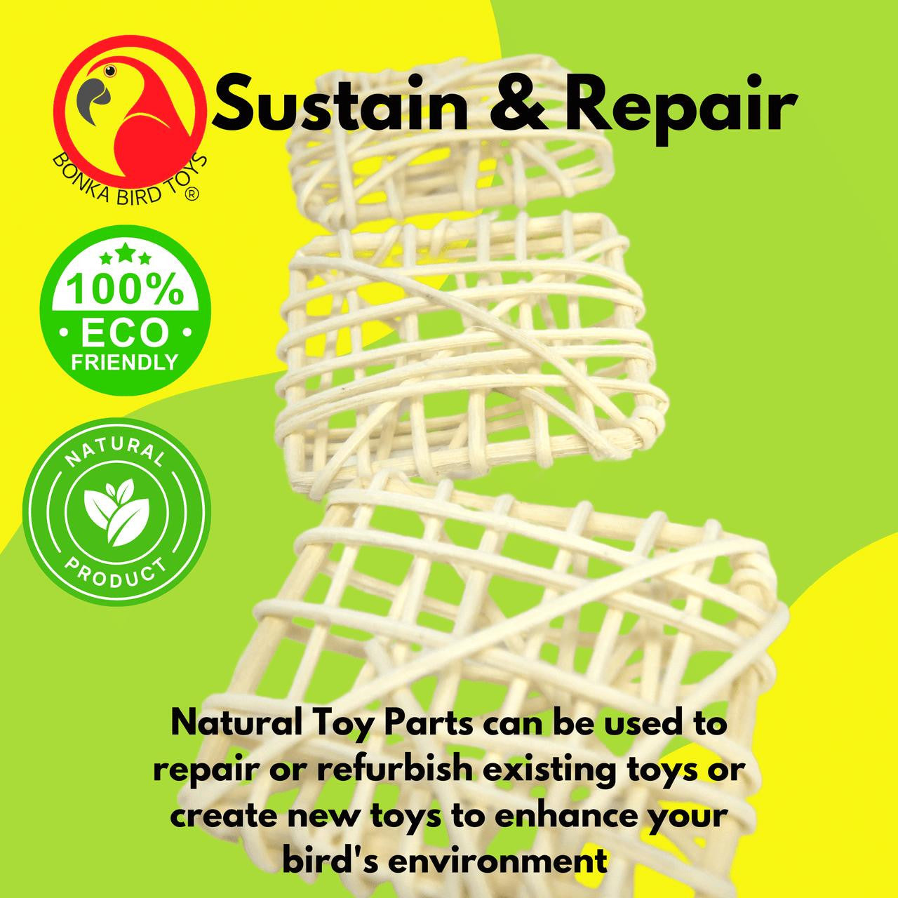 2271 Pk3 Natural Vine Squares - Bonka Bird Toys