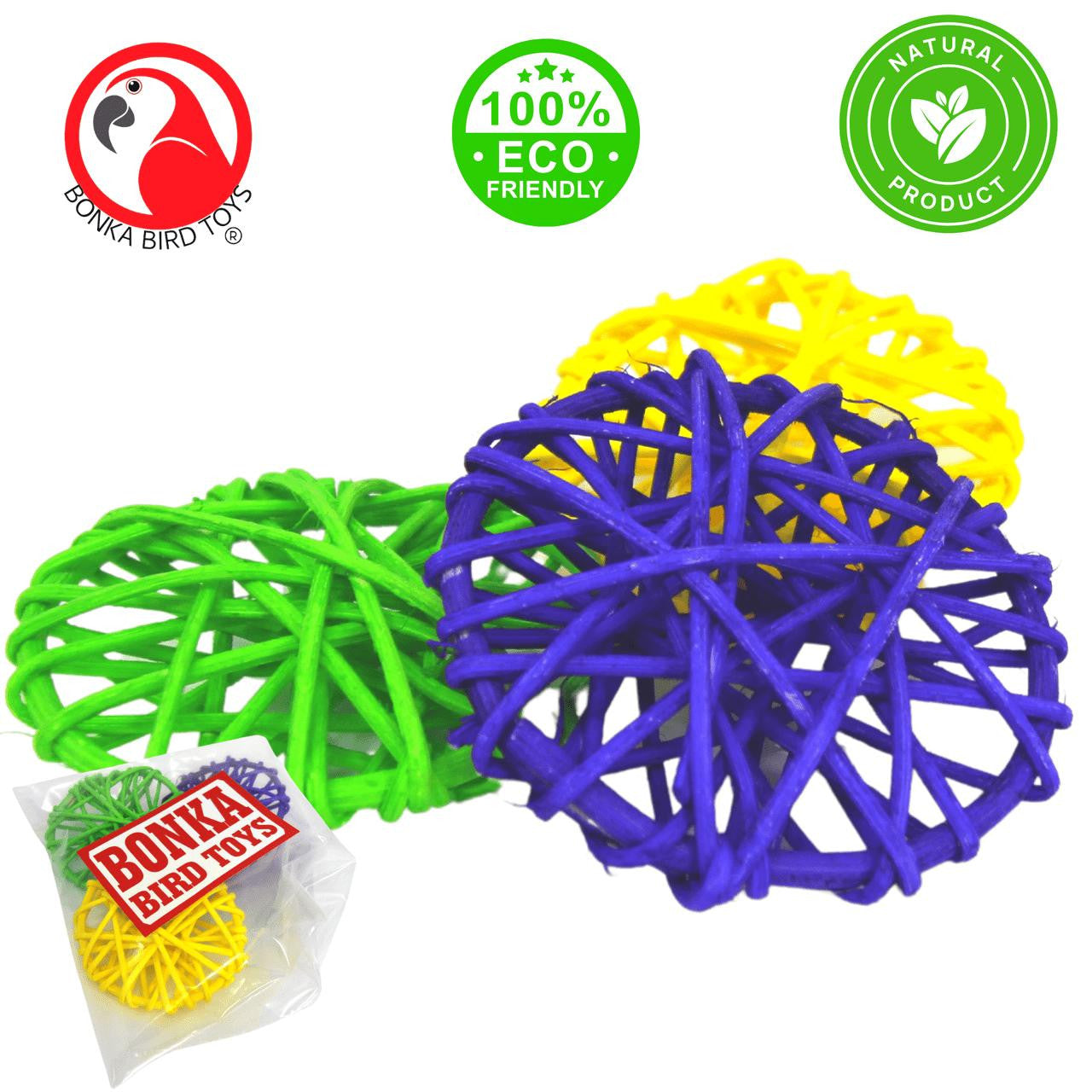 2274 Pk3 Colored Vine Rounds - Bonka Bird Toys