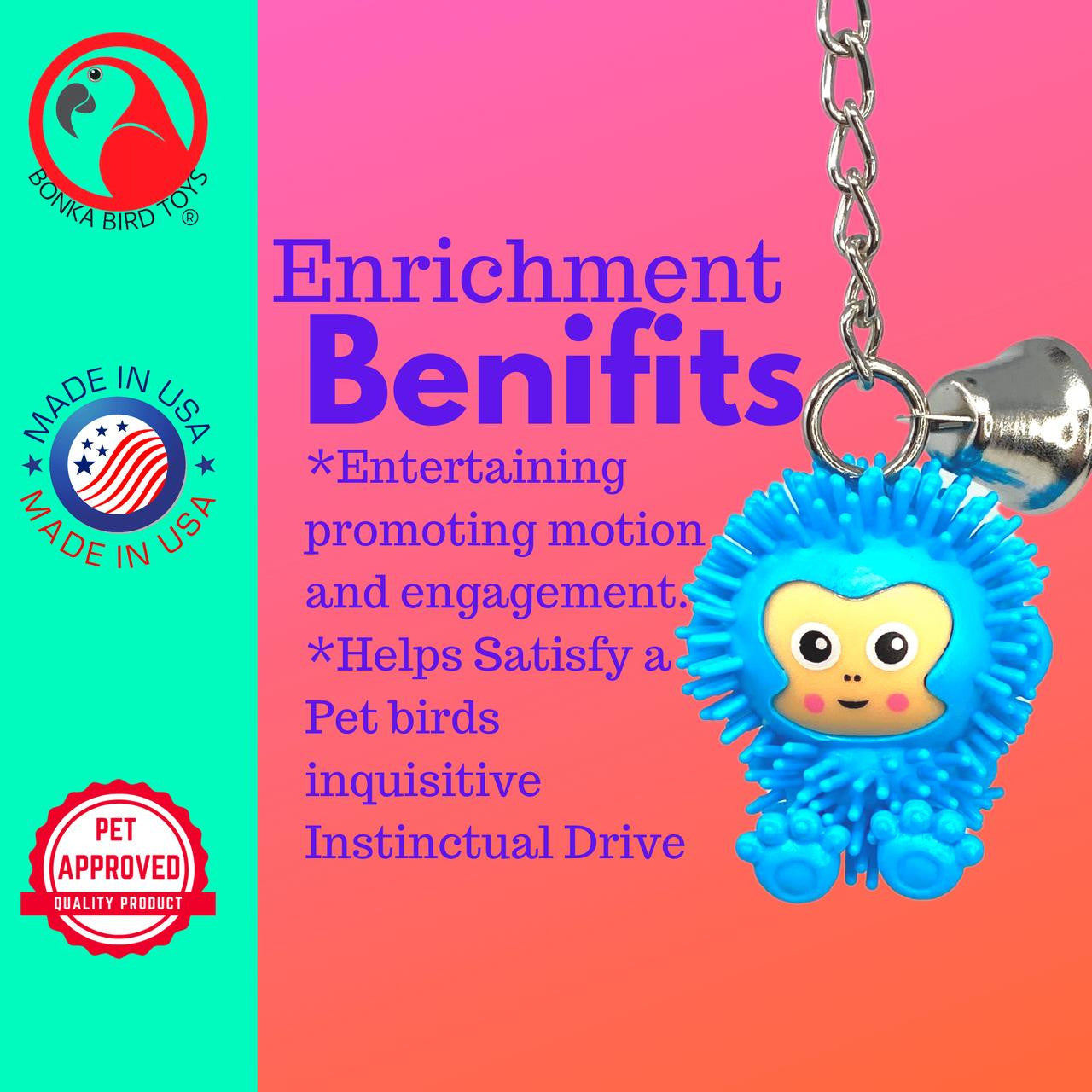 2279 Spikey Monkey - Bonka Bird Toys