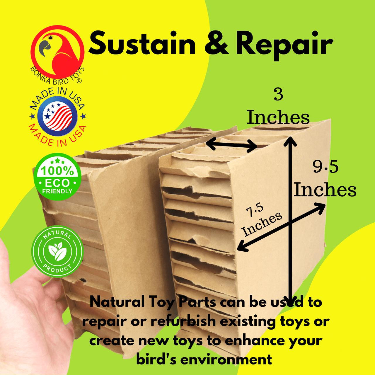 2291 Pk2 Jumbo 9.5-Inch Blocks - Bonka Bird Toys