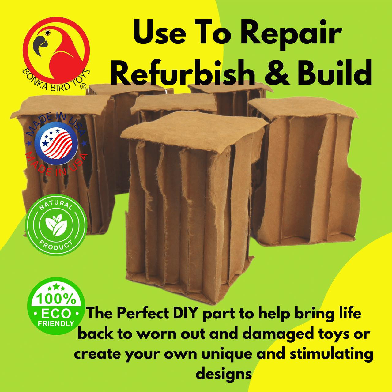 2294 Pk6 Oblong 3 Inch cardboard cube - Bonka Bird Toys