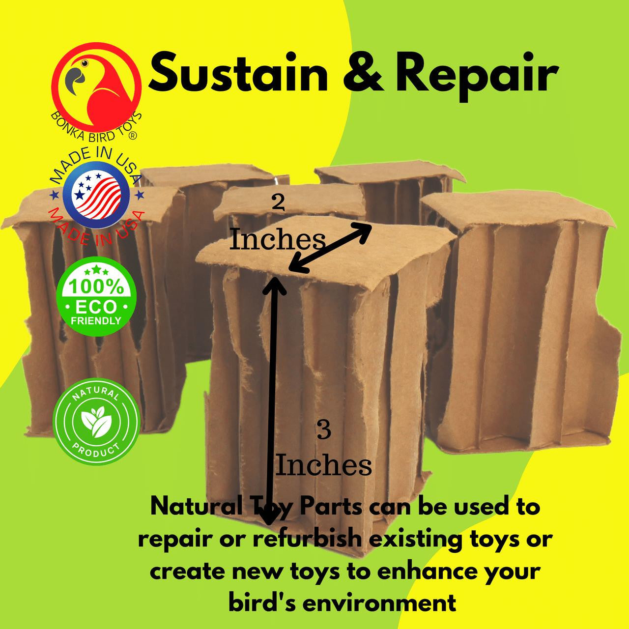 2294 Pk6 Oblong 3 Inch cardboard cube - Bonka Bird Toys