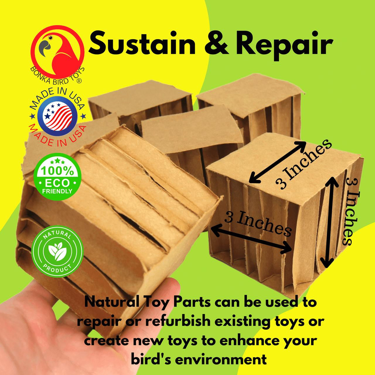 2296 Pk6 3-Inch Cardboard Cubes - Bonka Bird Toys