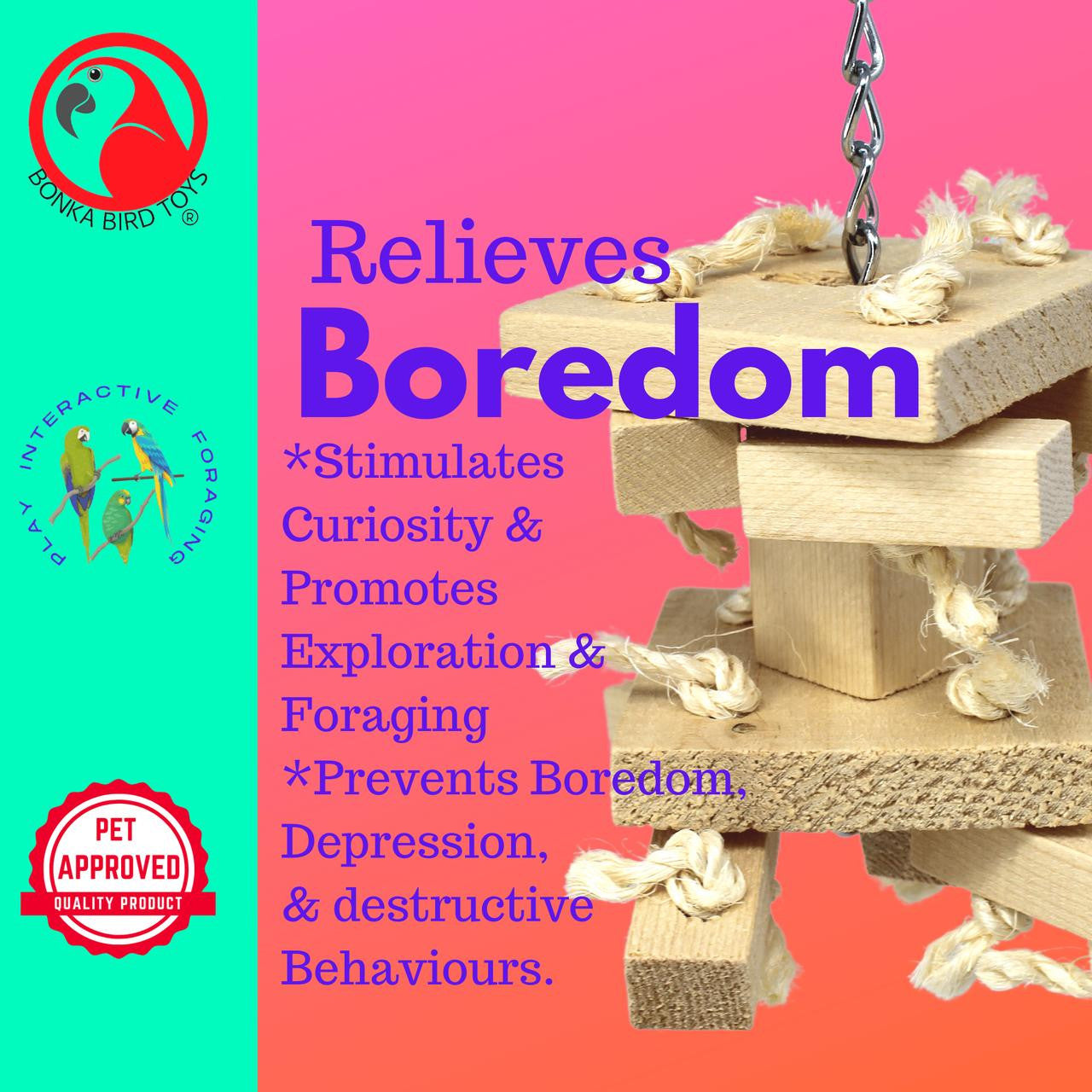 2313 Small Natural Block Tower - Bonka Bird Toys