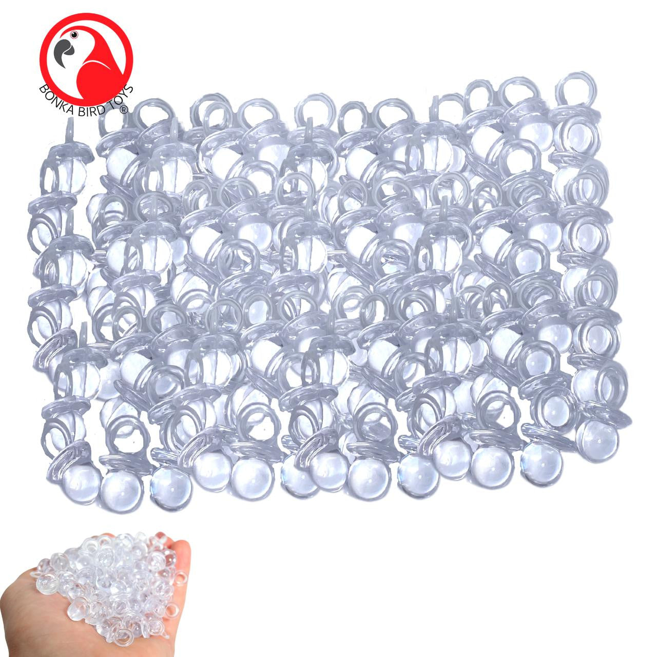 2820 Pk 144 Small Acrylic Pacifiers - Bonka Bird Toys