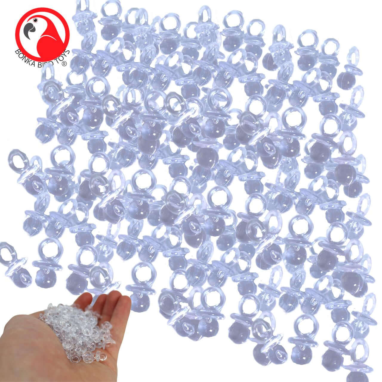 2821 Pk144 Extra Small Acrylic Pacifiers - Bonka Bird Toys