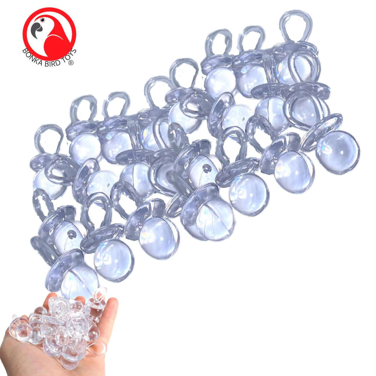 2822 24pk Medium Acrylic Pacifiers - Bonka Bird Toys