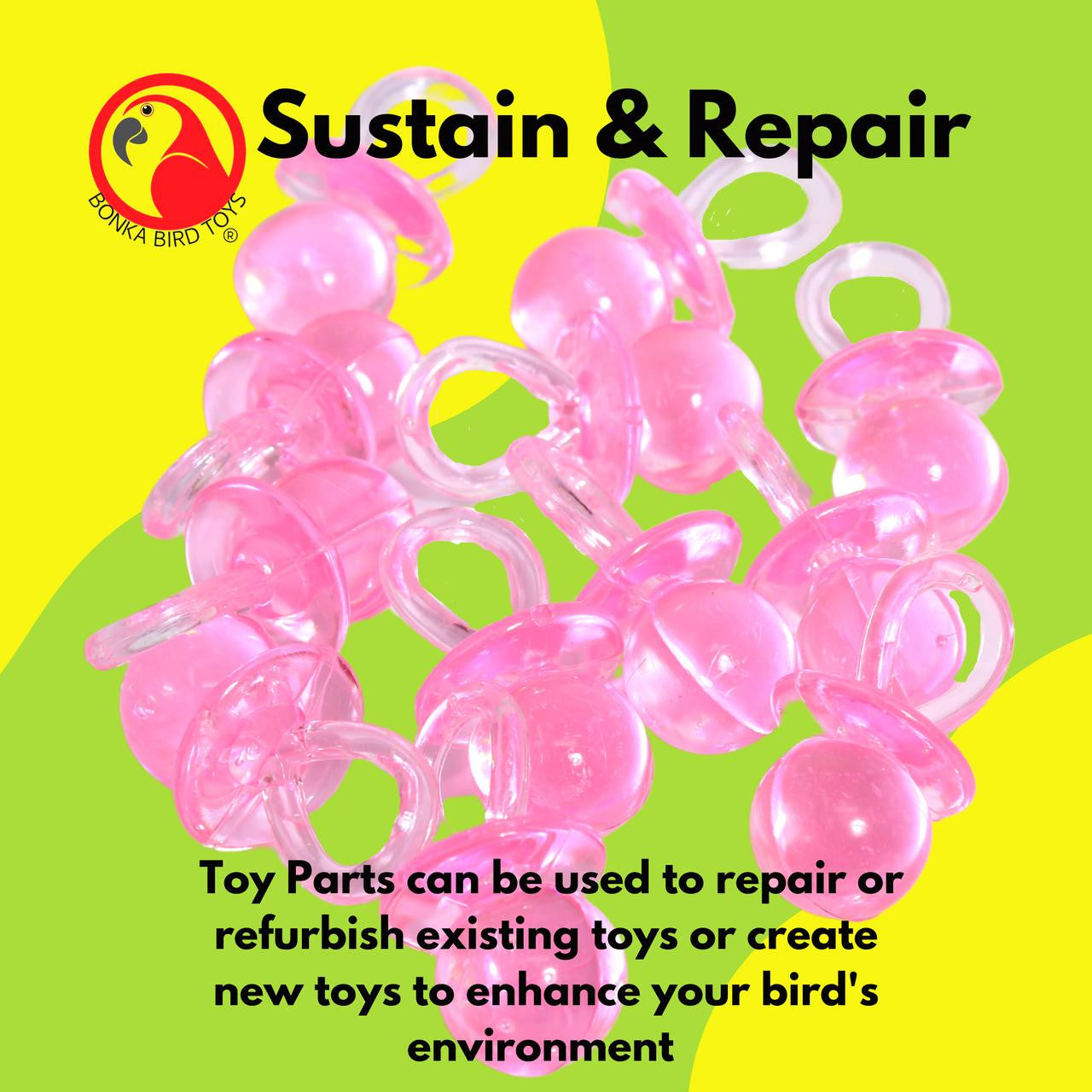 2823 Pk12 Medium Acrylic Pacifiers - Bonka Bird Toys