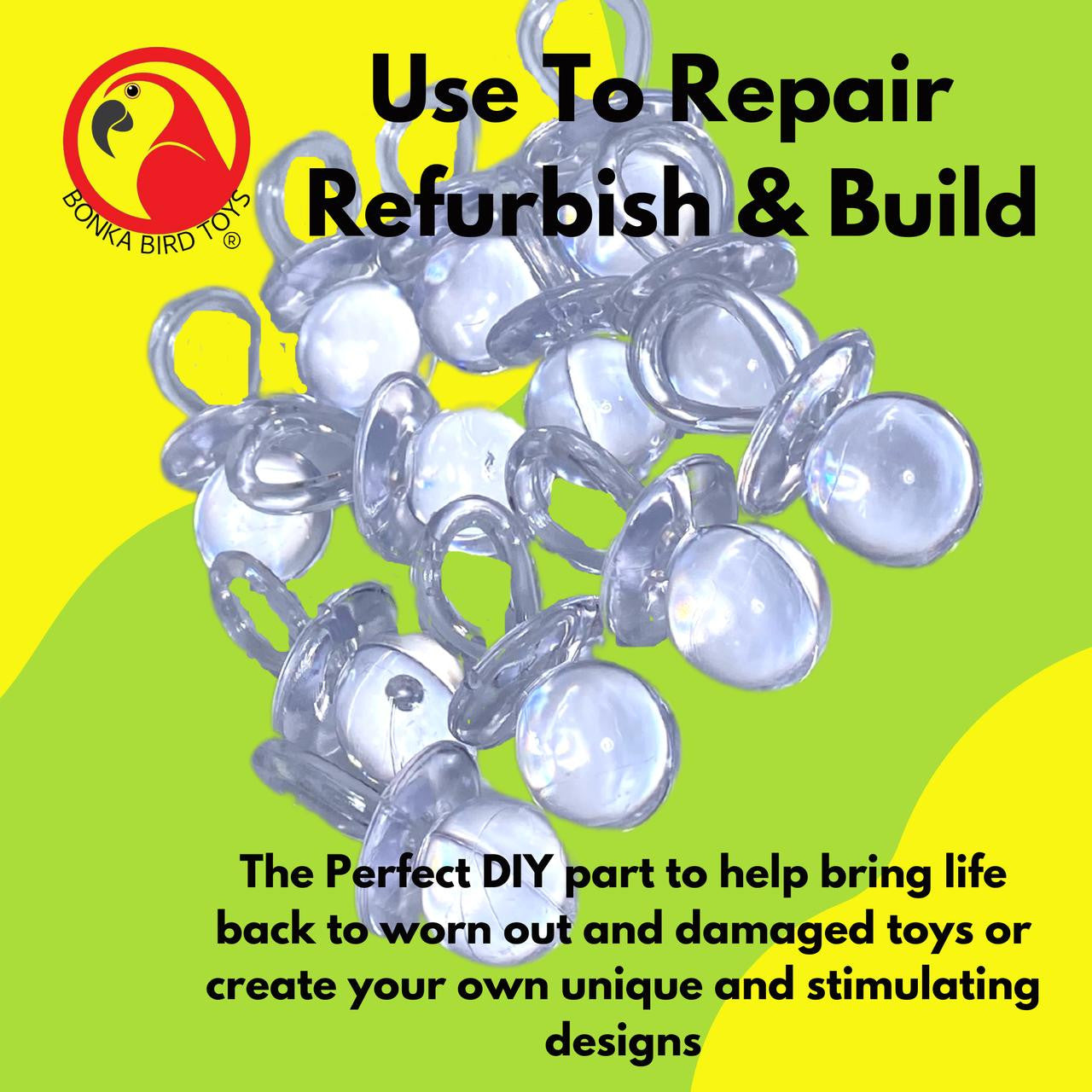 2823 Pk12 Medium Acrylic Pacifiers - Bonka Bird Toys