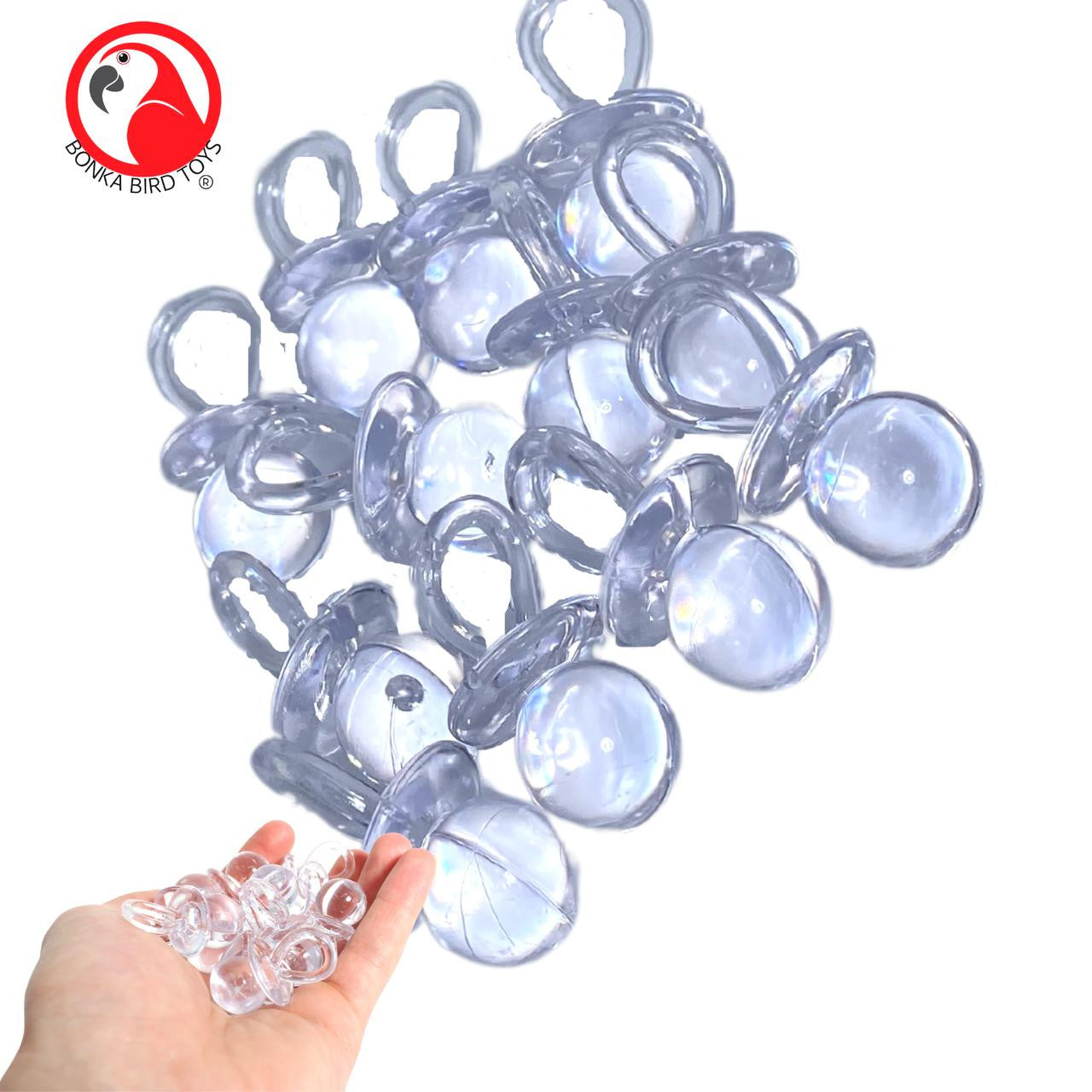 2823 Pk12 Medium Acrylic Pacifiers - Bonka Bird Toys