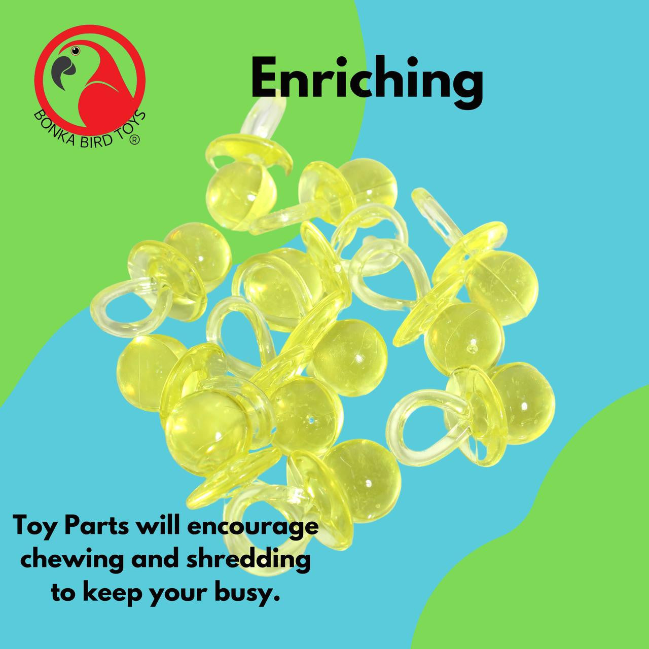 2823 Pk12 Medium Acrylic Pacifiers - Bonka Bird Toys