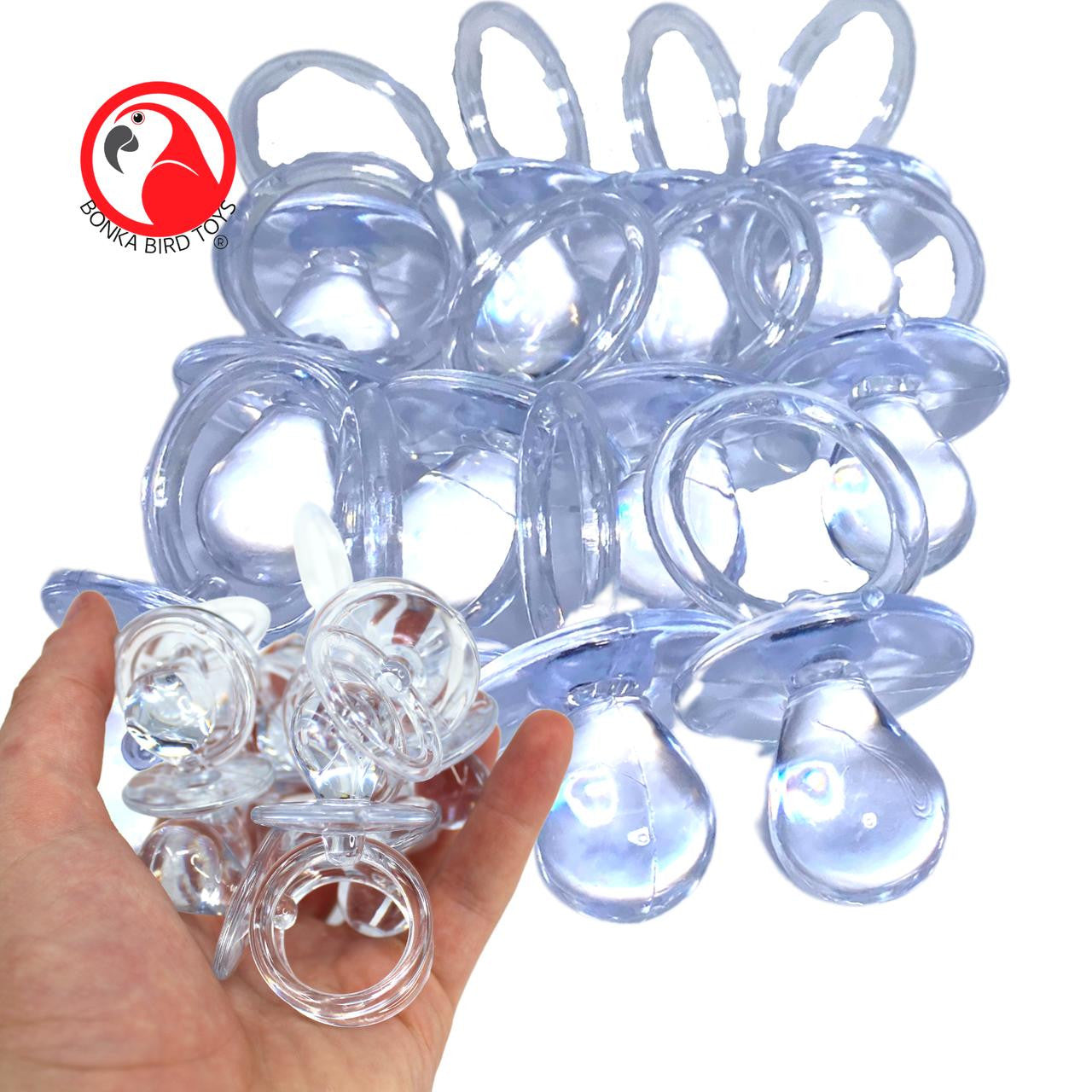 2825 Pk12 Large Acrylic Pacifiers - Bonka Bird Toys