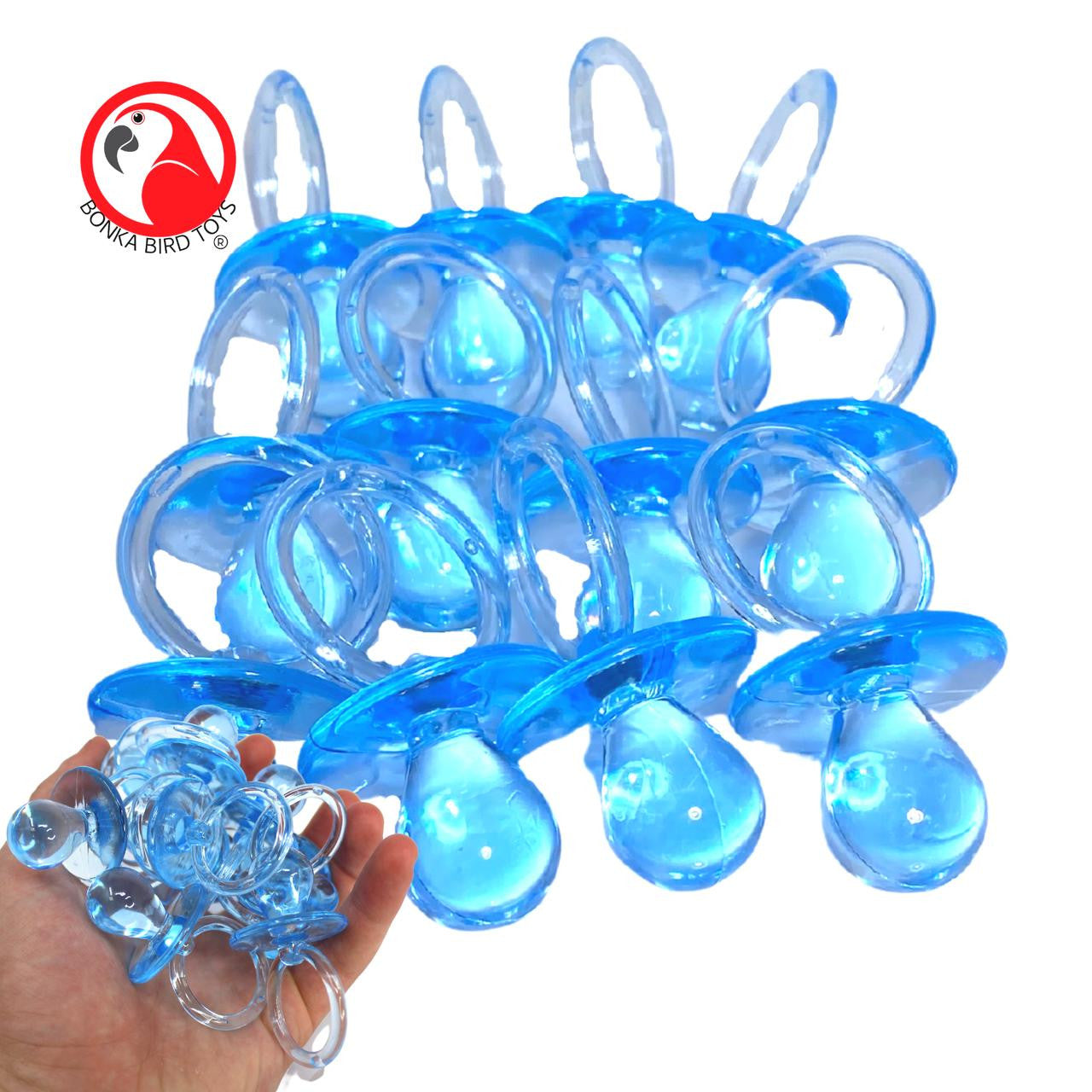 2825 Pk12 Large Acrylic Pacifiers - Bonka Bird Toys