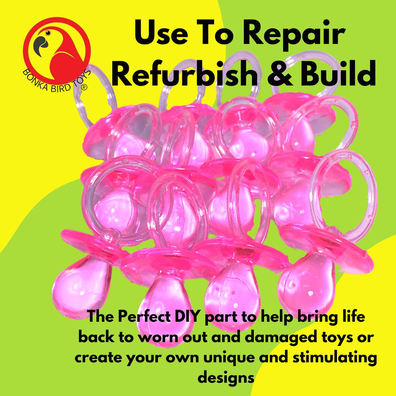 2825 Pk12 Large Acrylic Pacifiers - Bonka Bird Toys