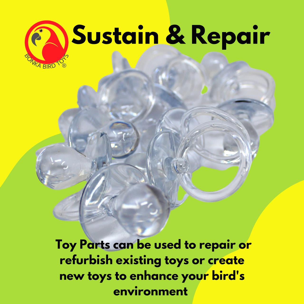 2825 Pk12 Large Acrylic Pacifiers - Bonka Bird Toys