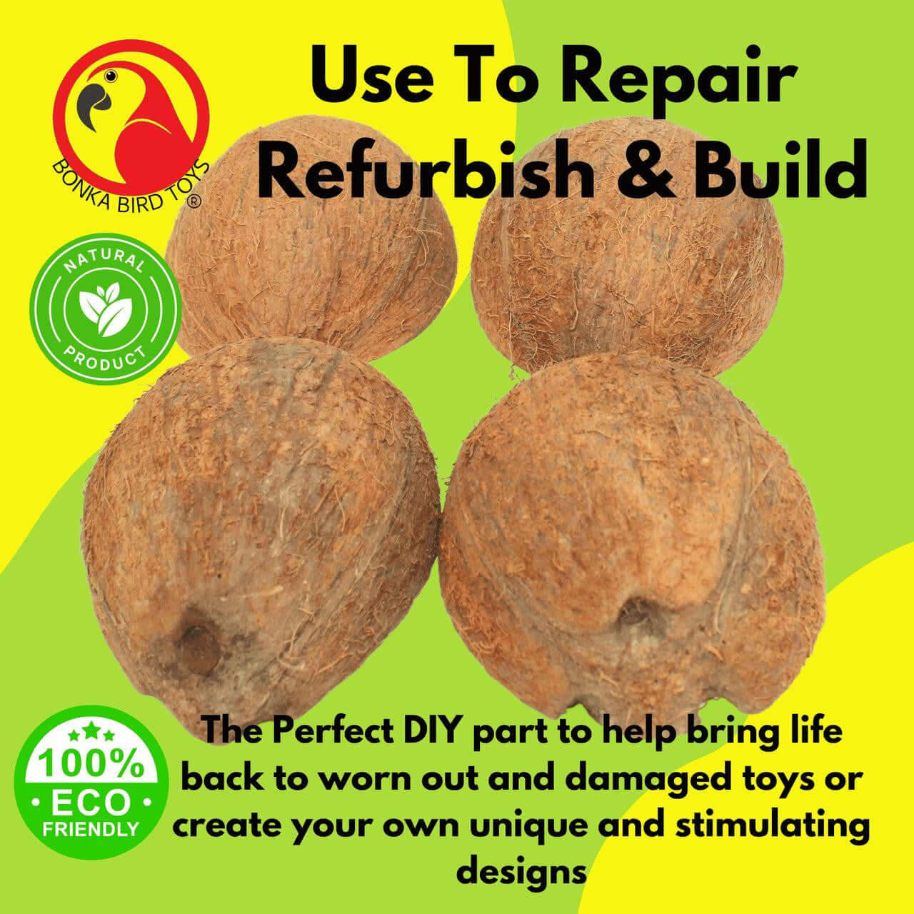 3275 Pk4 Half Shell Coconuts with Fiber - Bonka Bird Toys