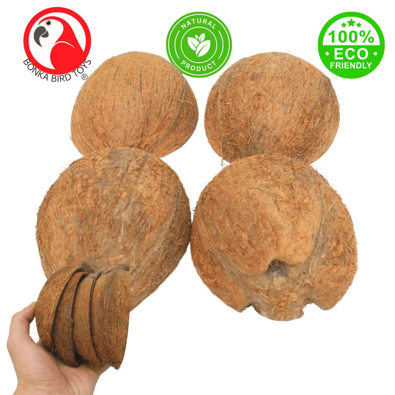 3275 Pk4 Half Shell Coconuts with Fiber - Bonka Bird Toys