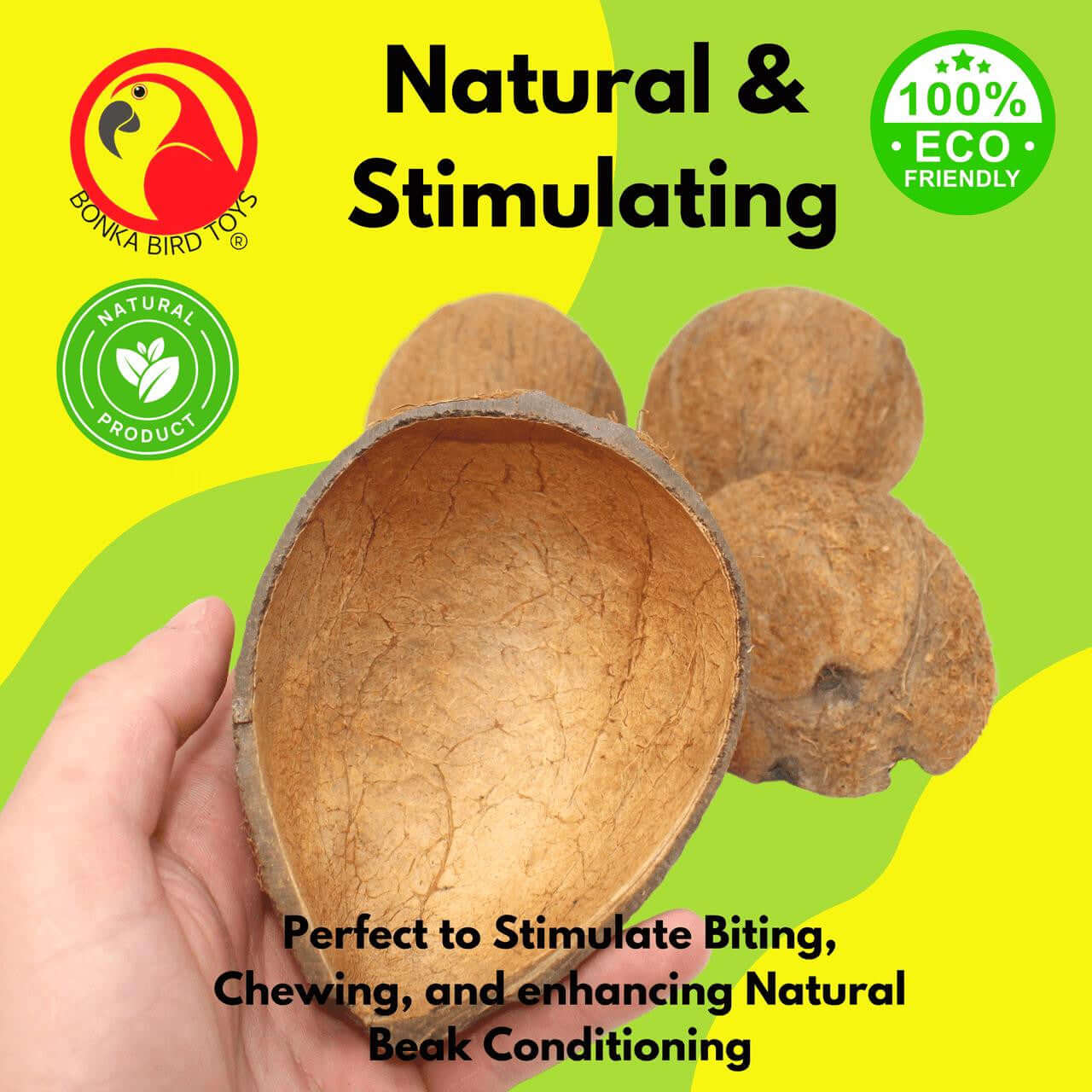 3275 Pk4 Half Shell Coconuts with Fiber - Bonka Bird Toys