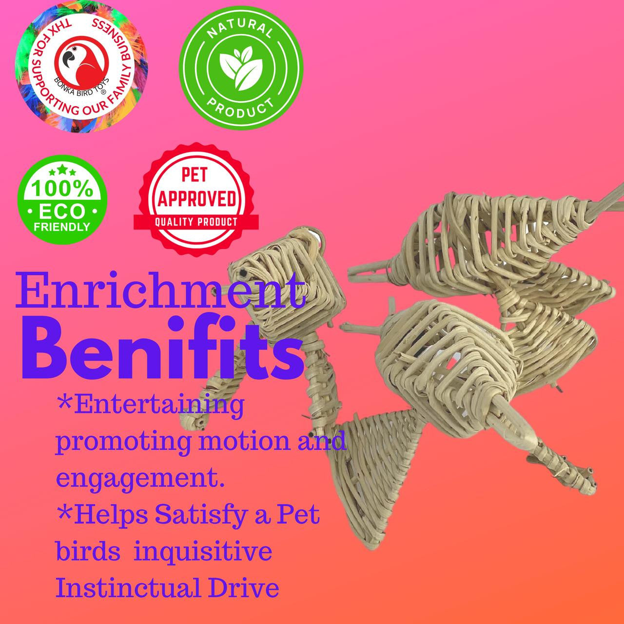 3345 Pk3 Vine Butterfly - Bonka Bird Toys