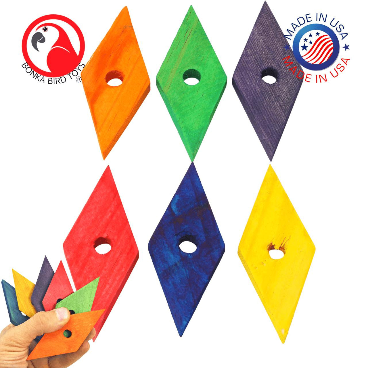 3707 Pk6 Medium Diamond Wood - Bonka Bird Toys
