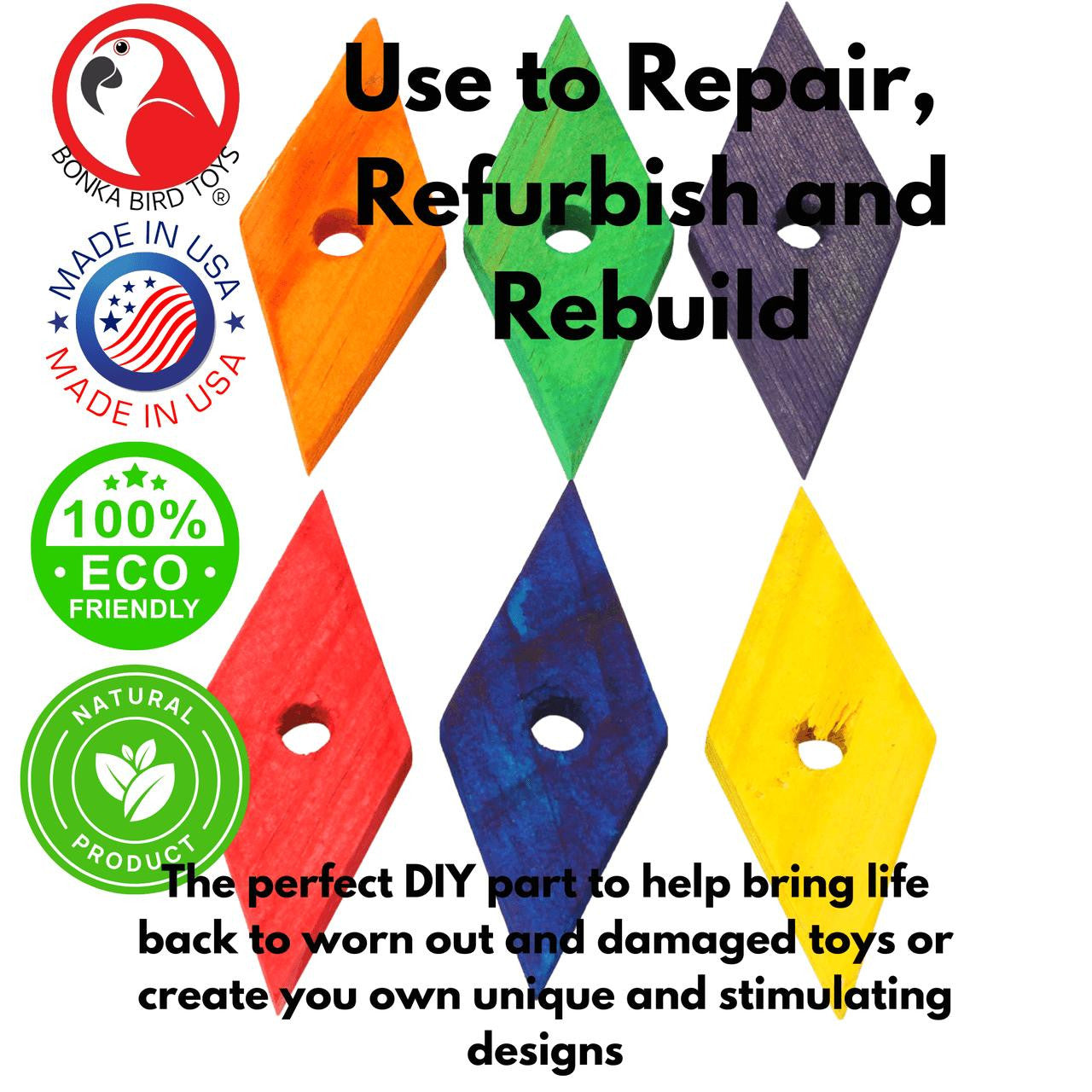 3707 Pk6 Medium Diamond Wood - Bonka Bird Toys