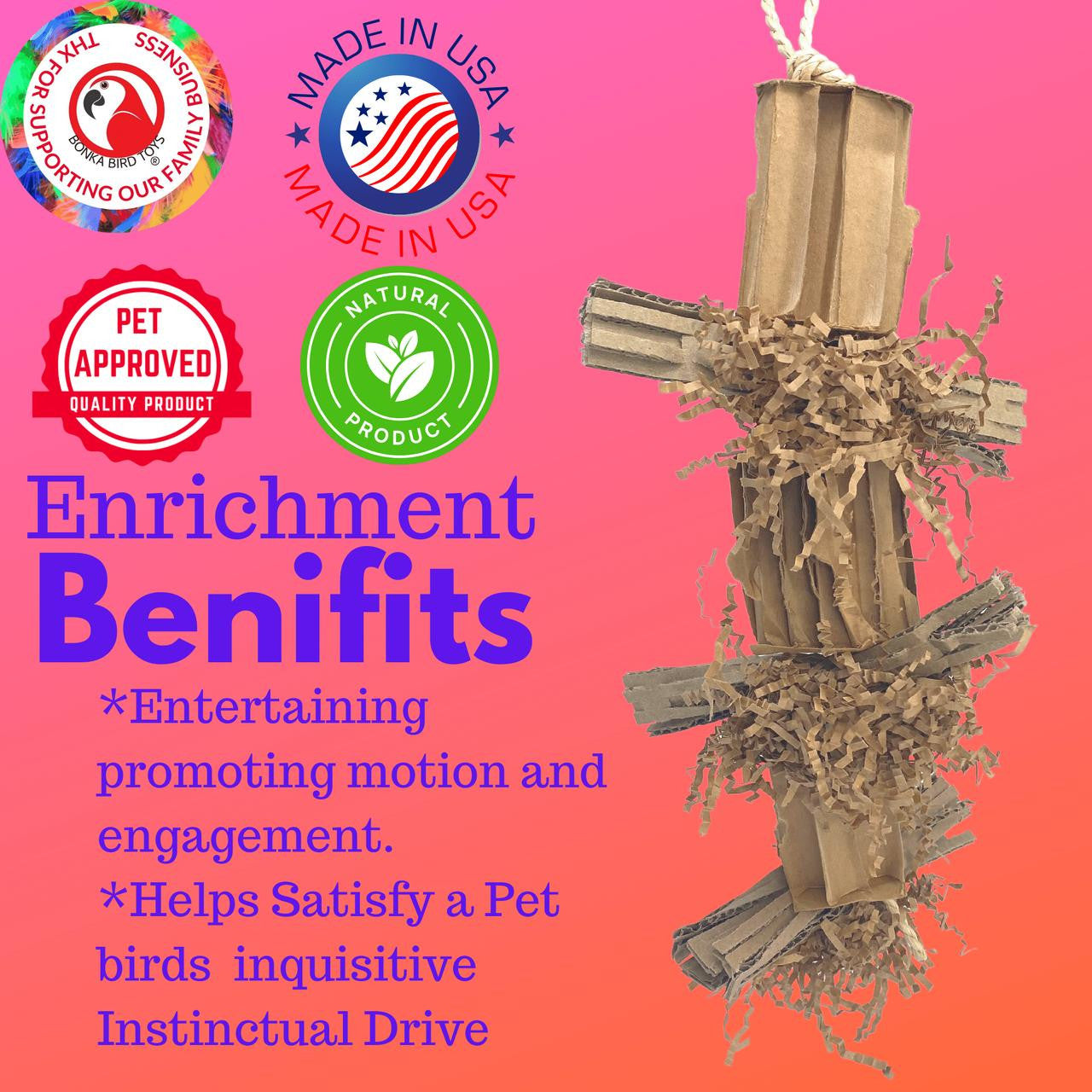 3858 Duo Natural Boxy Eddy - Bonka Bird Toys