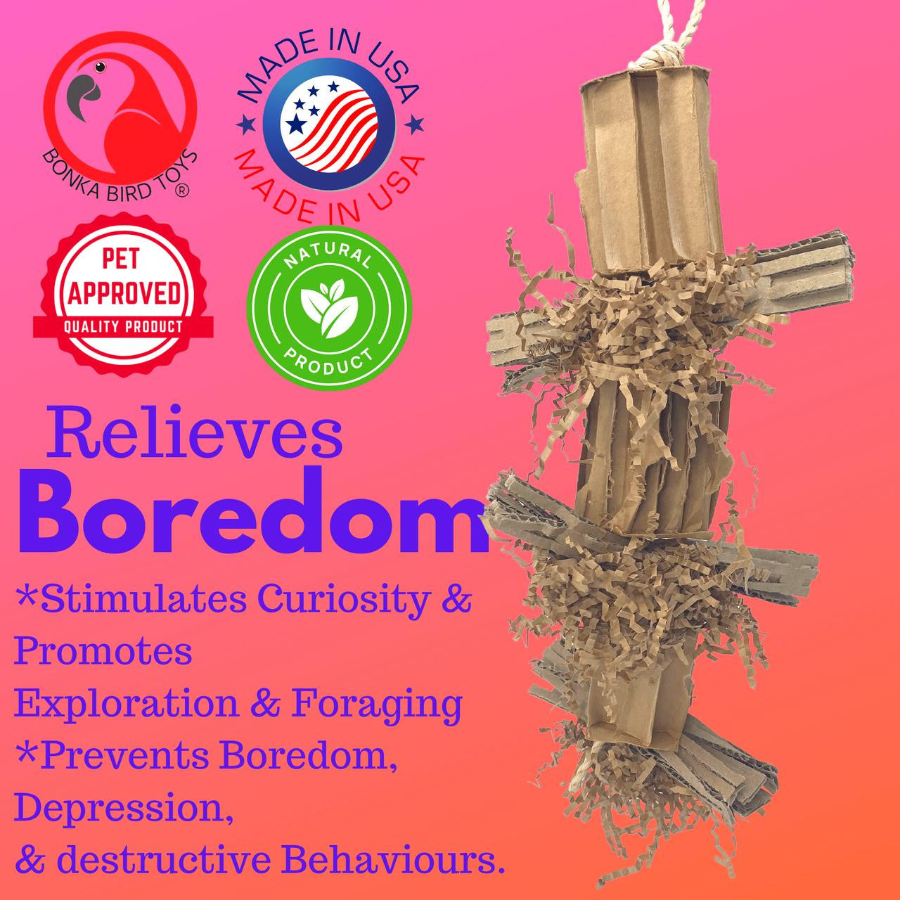 3858 Duo Natural Boxy Eddy - Bonka Bird Toys