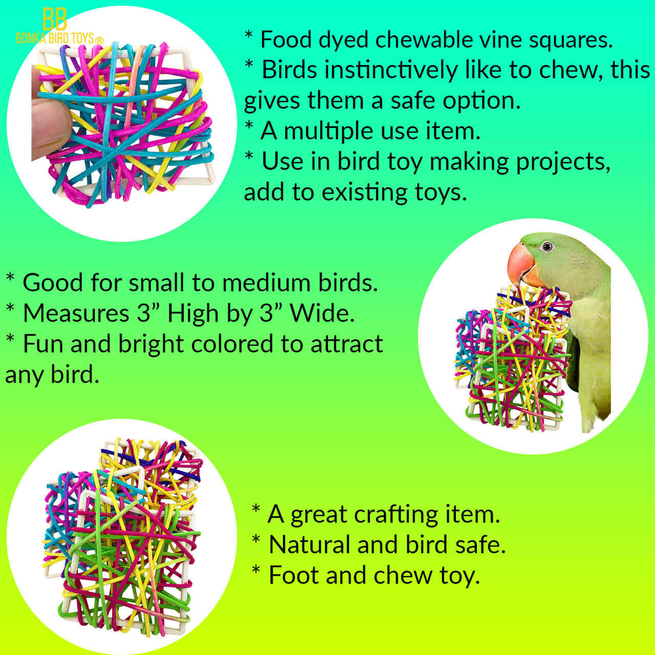 Natural Vine Squares - Bonka Bird Toys