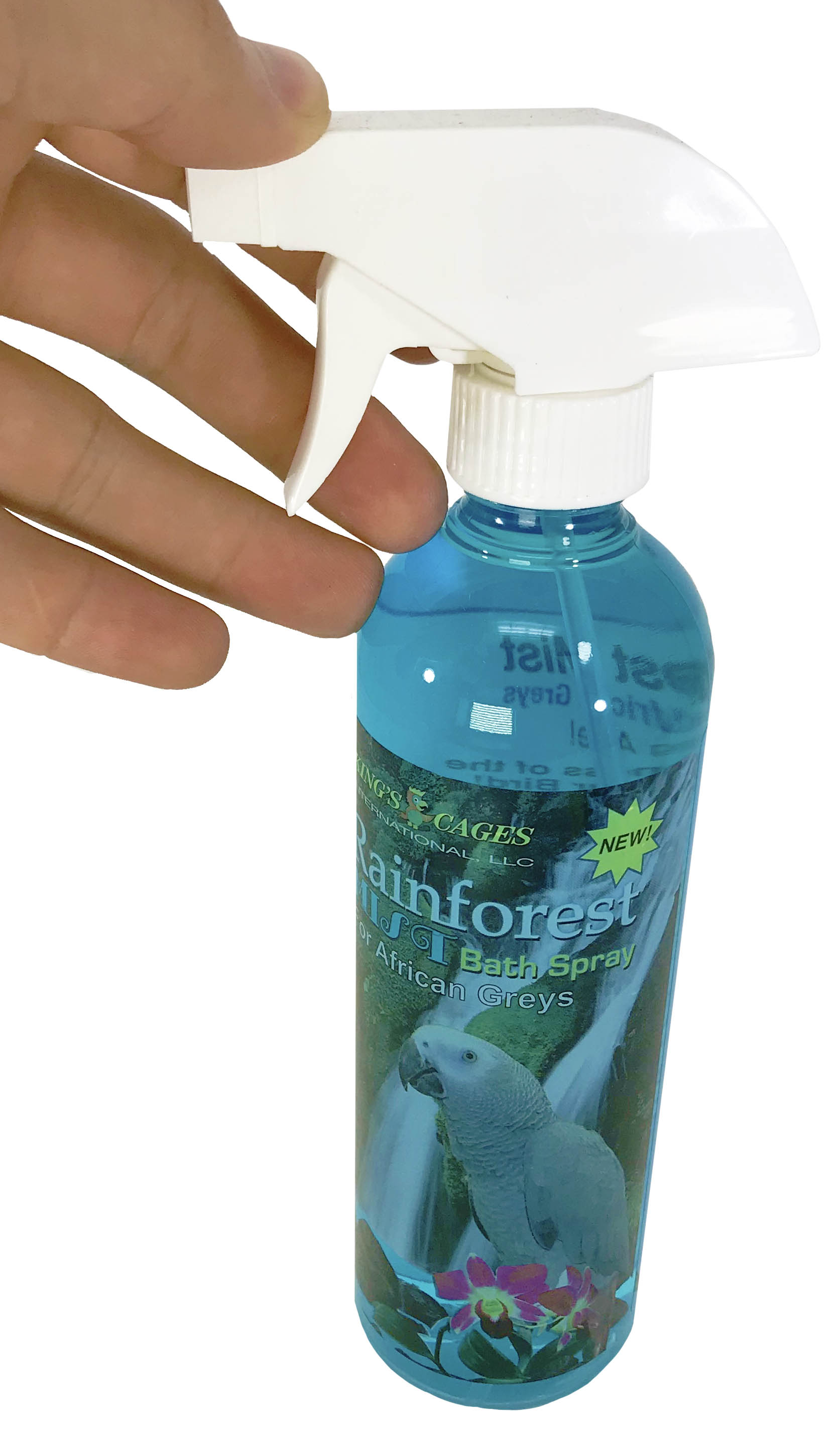 Can I Get Rainforest Mist Bath Spray for African Greys in Larger Bottles?