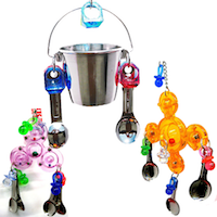 Colorful bird toys with stainless steel bucket as best stainless steel bird toys.