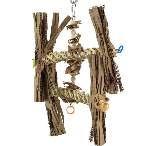 1557 Duo Natural Helix bird toy with natural materials for birds to chew and play.