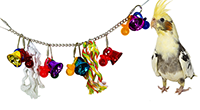 medium Bell bird toy with colorful bells and a cockatiel, perfect for entertaining your pet bird.