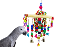 What is the best selling parrot toy from bonka bird toys with colorful hanging beads and bells.