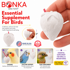 White strawberry-shaped bird toy for chewing and calcium support, fits small to medium parrots
