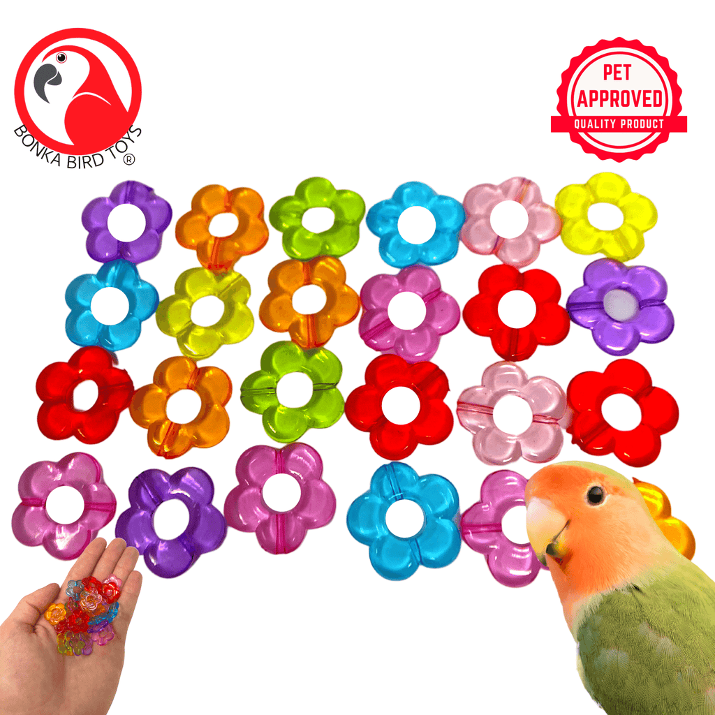 Pk24 Tiny Plastic Flower Beads - Bonka Bird Toys