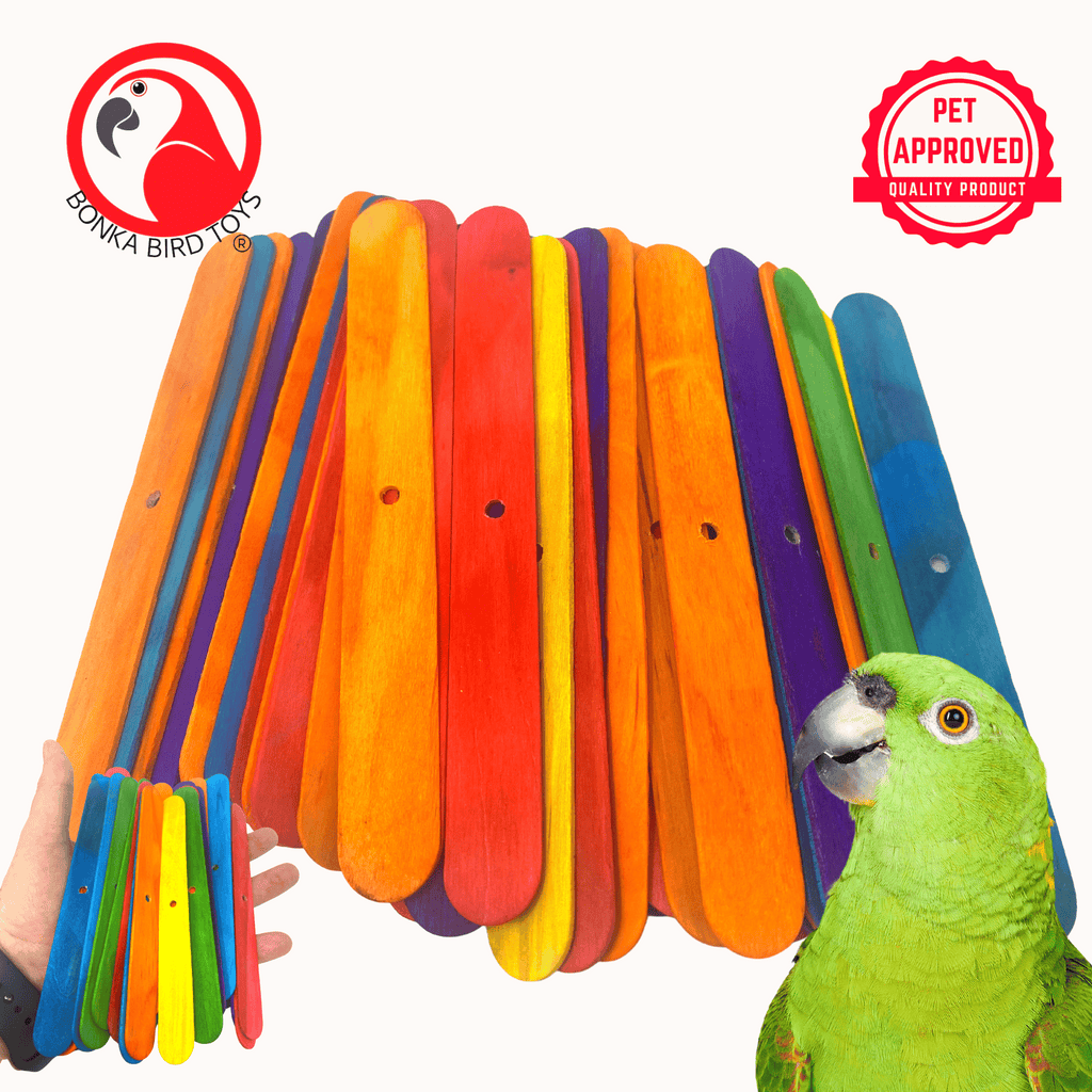 Pk100 Big Colored Wooden Chewy Sticks - Bonka Bird Toys