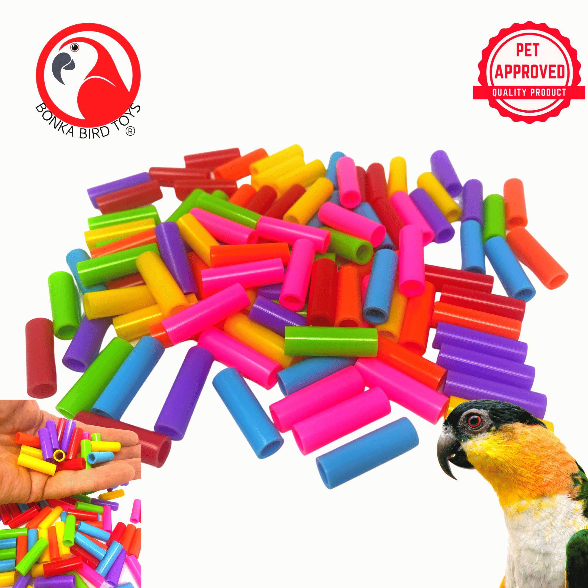 2469 Pk 100 Tube Beads - Bonka Bird Toys