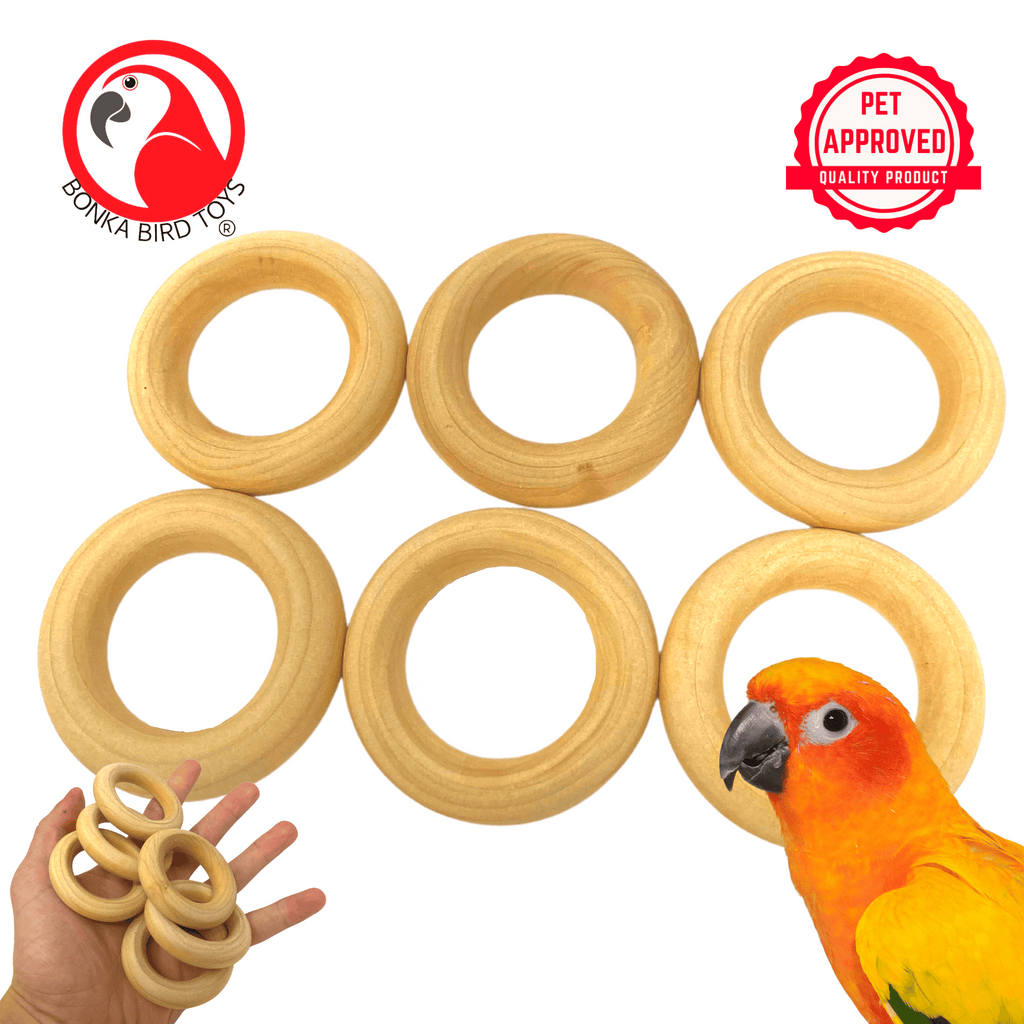 3189 pk6 2.75 Inch Wood Rings - Bonka Bird Toys