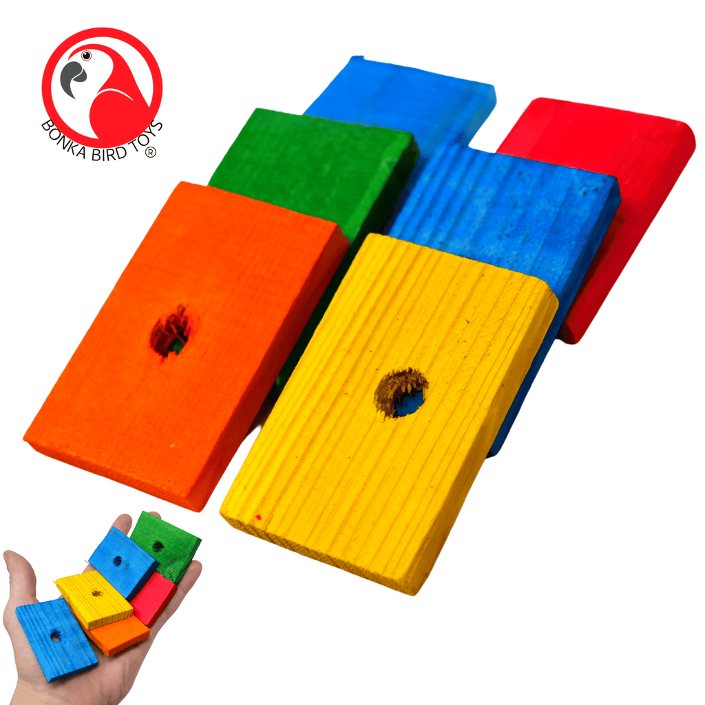 Pack 6 Natural and Colored Wooden Pine Slats - Bonka Bird Toys